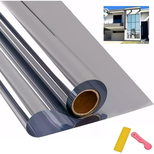 Pelicula Privacidad Ventanas, Vinil para Ventana Película de Vidrio, Película Decorativa de Vidrio, Espejo Unidireccional Lámina Privacidad Anti Calor y UV para Hogar Oficina