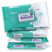 AWOW Professional Large Unscented Natural Adult Disposable Cleansing Washcloths for Incontinence or No-Rinse Bathing - 4 Pack