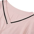 thumbnail image 6 of FRSASU Women's Pajamas Set - Summer Sleepwear 2 Piece Soft Comfortable Home Clothes Short Sleeve V-Neck Solid PJ Set with Built-in Bra Watermelon Red, 6 of 6
