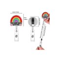 thumbnail image 2 of 1pc Glittery You Are Safe With Me Rainbow Retractable Badge Reel,Acrylic Name Badge Holder With ID Clip For Nurse Doctor Student, 2 of 5