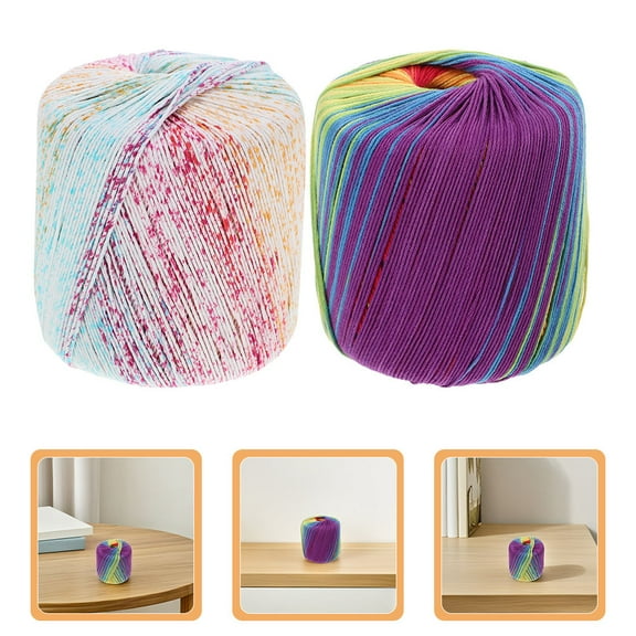 HEANUJJ Multicolor Crochet Yarn Durable Cotton for DIY Projects 2Pcs