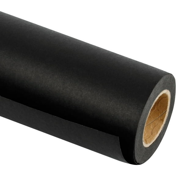 Black Wrapping Paper Roll for Women Men Boys Girls Kids - Solid Black Kraft Gift Wrap Paper for Wedding Birthday Christmas - 1 Roll, 17.7inch x 32.8feet