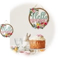 thumbnail image 2 of Wooden Spring Decoration Door Wreath for Front Door Sign Wall Signs, Hollow Flower Wreath Sign Hello Spring Welcome Hanging for Home Wall Decor Party Outdoor indoor Supply Easter Decoration, 2 of 6