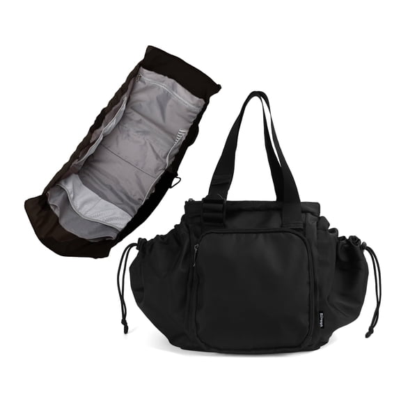 BIIVOYA Everyday Mom Tote Bag for Women, Spacious 16-Pocket Organizer Carryall, Travel Work Shoulder Bag with Trolley Sleeve for Commute and Car, Solid Black