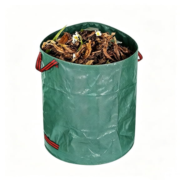 6 Pack 72 Gallon Garden Leaf Bags, Collapsible 26.4 x 29.9 in PE Woven Yard Waste Bags with Reinforced Handles, Reusable Lawn Bag for Leaves Grass Debris