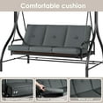 thumbnail image 3 of TLSUNNY Patio Swing with 45° Tilt Canopy & Removable Seat Cushion, Converting Heavy Duty 3-Person Glider Bed for Outdoor Lounging by Pool, in Yard, 3 of 13