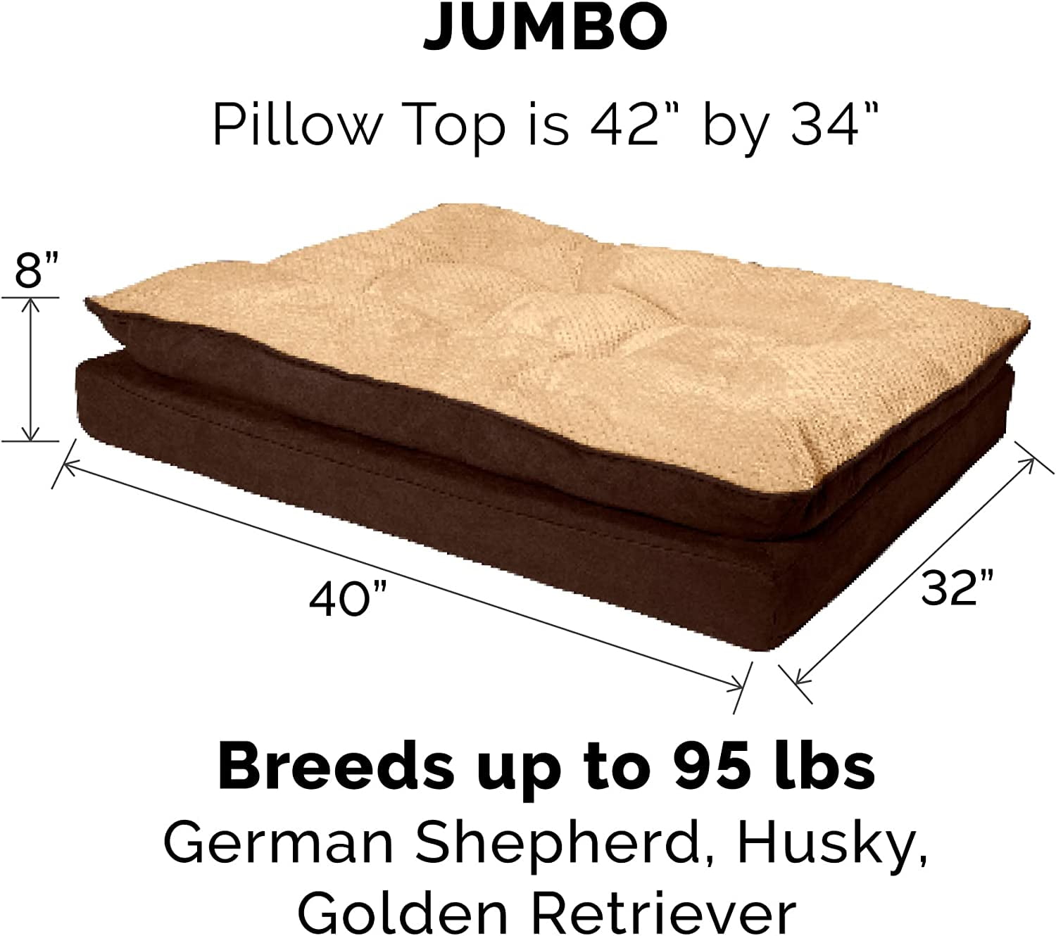 FurHaven Pet Products Minky Faux Fur Suede Pillow Top Orthopedic