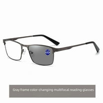 Progressive Photochromic Reading Glasses for Men Blue Light Blocking Multifocal Lens Computer Readers Near Far Vision Magnification 2.5x,Grey(Color changing & multifocal)
