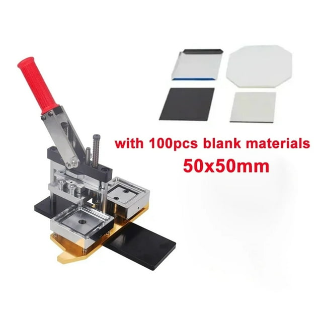 Square Refrigerator Badge Press Machine 50x50mm/63.5x63.5mm Rotating Manual Fridge Magnet Making Machine With 100PCS Magnet Part ,Easy to Operate