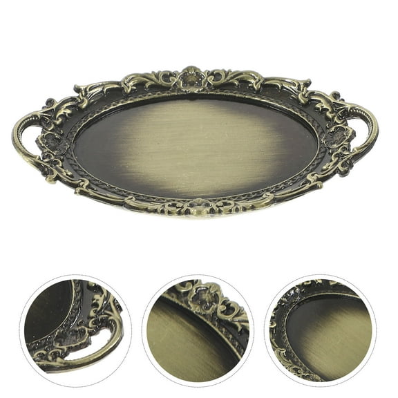 GOOHOCHY Miniature Golden Copper Plate Model for Dollhouse Decoration 3.5 Inches