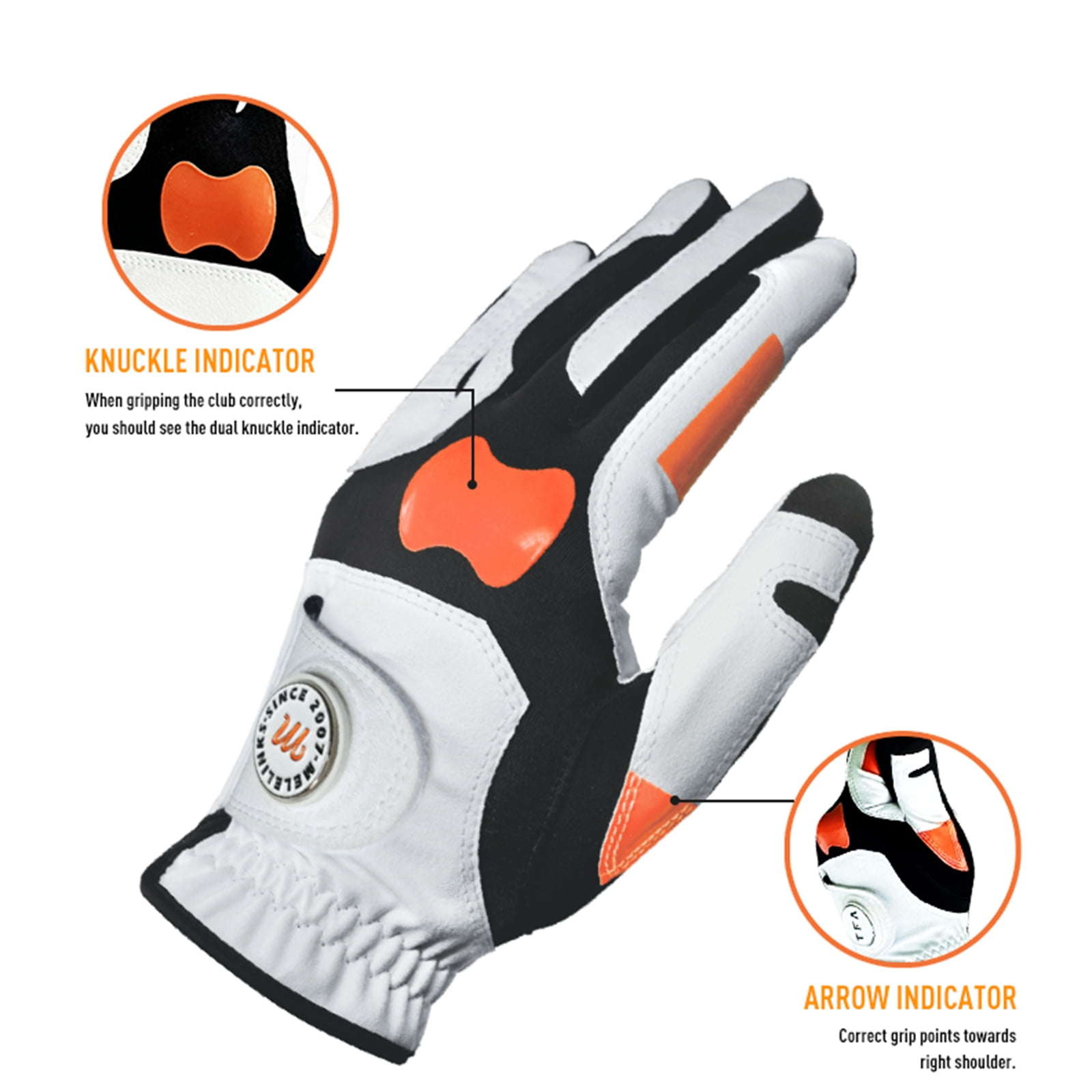 Golf Training Glove with True Grip Alignment Indicator, Non-Slip Breathable Golf Gloves, Fix Slice & Eliminate Hook, Microfiber Golf Swing Correction Glove for Men Women Left -XL