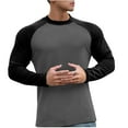 thumbnail image 5 of Dagegui Men's Crew Neck Baseball Shirts Patchwork Raglan Long Sleeve Tops Cotton Pullover Slim Fit Running Athletic Tee Black XXL, 5 of 5