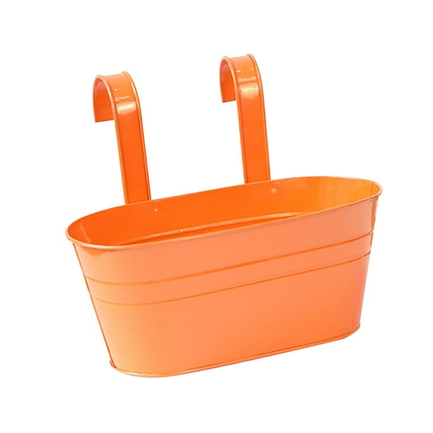 Maceta colgante con ganchos desmontables, cubo de hierro para cubierta de oficina en casa Naranja