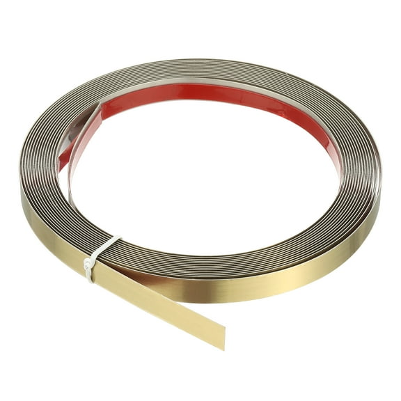 Uxcell Peel and Stick Trim Molding, 26.2 ft x 0.4 in Stainless Steel Trim Self Adhesive for Walls [Yellow Brushed]