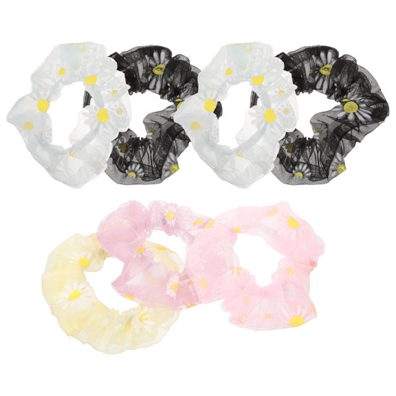 ETEREAUTY 7-Piece Fashion Hair Ties with Flower Design, Assorted Colors, Stylish Ponytail Holders for Women and Girls