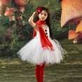 thumbnail image 4 of Vestido de malla de muñeco de nieve navideño, conjunto de vestido para niñas, vestido de elfo navideño COS, disfraz de escenario festivo, 4 of 5