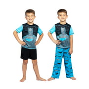 Batman Boys Pajama Shorts, Pants and Top 3 Piece Sleepwear Set, Blue, Size: 4-5