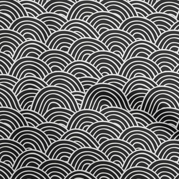 oneOone Polyester Spandex Black Fabric Asian Traditional Japanese Dress Material Fabric Print Fabric By The Yard 56 Inch Wide