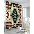 thumbnail image 3 of Abstract Ethnic Style Shower Curtain, Retro Brown Red Weaving Pattern Waterproof Shower Curtain Set with 12 Hooks Lightweight Washable Fabric Shower Curtains for Bathroom 72x84 Inches, 3 of 6
