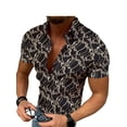 thumbnail image 1 of DYMADE Men Casual Printed Lapel Short Sleeve Buttons Shirt, 1 of 4