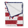 thumbnail image 2 of American Flag Soft Flannel Fleece Throw Blanket, America Continent Shaped Flag Martial Design International World Glory Print, Cozy Plush for Indoor and Outdoor Use, 70" x 90", Navy Red, by Ambesonne, 2 of 5