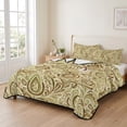 thumbnail image 2 of Twin Quilt Set 68''x86'', Beige Brown Green Lightweight Summer Bedspread Coverlet Set with 2 Pillow Shams, Retro Botanical Abstract Art Breathable All Season Quilt Bedding for Dorm/Bedroom, 2 of 9