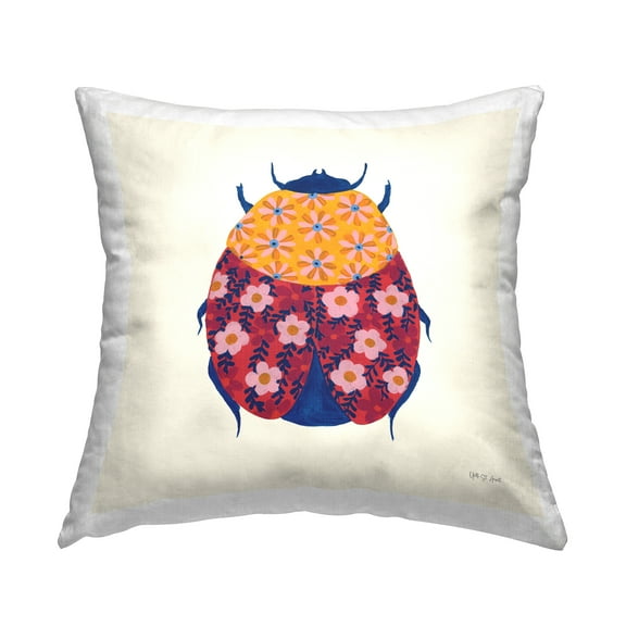 Stupell Industries Chromatic Blooming Beetle Decorative Printed Throw Pillow Design by Yvette St. Amant.