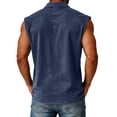 thumbnail image 4 of Evdexr Men's Shirts Distressed Henley Tank Tops Summer 2026 Sleeveless Classic Lightweight Beach Tee Shirt Washed Solid Color Polo Shirts with Pocket Navy 2XL, 4 of 5