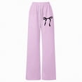 thumbnail image 4 of NIEWTR Girls Spring Casual Joggers Straight Wide Leg Loose Fit Sweatpants Elastic High Waist Lounge Pants with Pockets（Purple,5-6 Years), 4 of 4