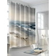 thumbnail image 3 of Modern Ocean Beach Wave Shower Curtain, Abstract Oil Painting Style Waterproof Shower Curtain Set with 12 Hooks Lightweight Washable Fabric Shower Curtains for Bathroom 72x72 Inches, 3 of 6