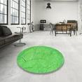 thumbnail image 4 of Ahgly Company Machine Washable Indoor Round Transitional Neon Green Area Rugs, 5' Round, 4 of 7