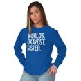 thumbnail image 5 of Worlds Okayest Sister Siblings Little Women's Long Sleeve T Shirt Brisco Brands S, 5 of 5