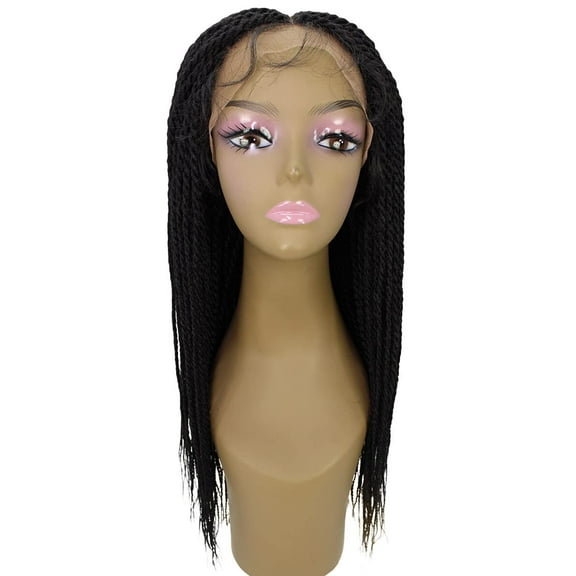 LUXLUXE Nikkita | Straight 25 inch (Black) Teen and Adults | 4X4 Lace Braided Wig | Heat Resistant