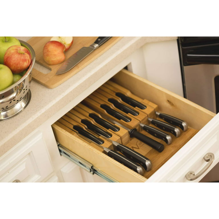 Knife Drawer Organizer, Bamboo Knife Drawer Organizer Insert, Kitchen Knife  Holder Drawer For 12 Knives PLUS A Slot For Your Knife Sharpener (Without -  Yahoo Shopping
