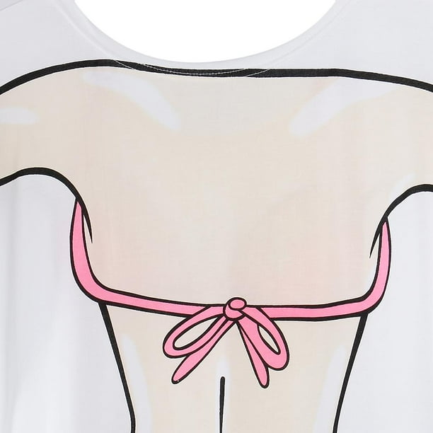 Camiseta con Estampado de Bikini Camiseta de Gran Tamano de Novedoso Ropa de de para Mujer Blanco Unico Rosado Salvador Bikini Walmart en linea
