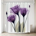 thumbnail image 1 of Cortina de ducha púrpura tulipán, cortina de ducha impermeable, cortinas de ducha decorativas para baño con ganchos, 72 pulgadas x 79 pulgadas, 1 of 5
