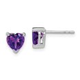 thumbnail image 1 of 14k White Gold Heart Amethyst Earrings, 1 of 1