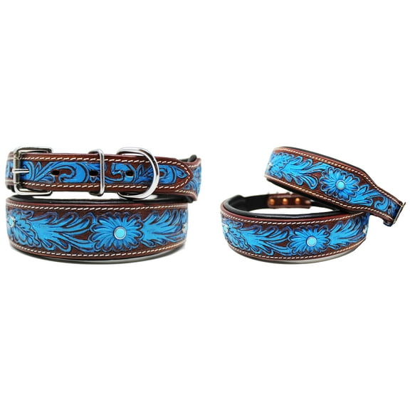 Large Dog Puppy Collar Genuine Cow Leather Padded Canine 6032