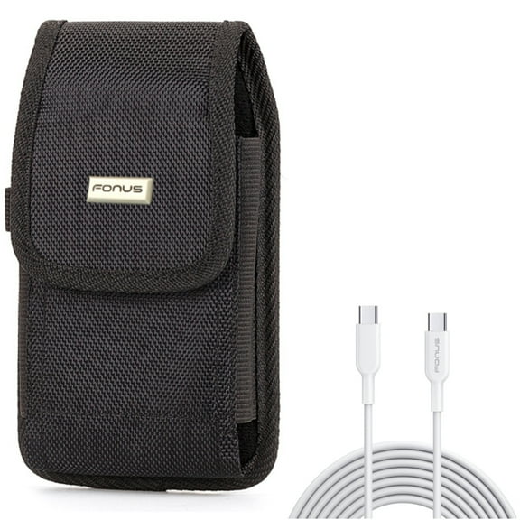 For Google Pixel 7/Pro/6a/6/Pro - 6ft Long Type-C Cable w Case Belt Clip, PD Fast Charger Cord Power Wire, Rugged Holster Canvas for Google Pixel 7/Pro/6a/6/Pro Phones