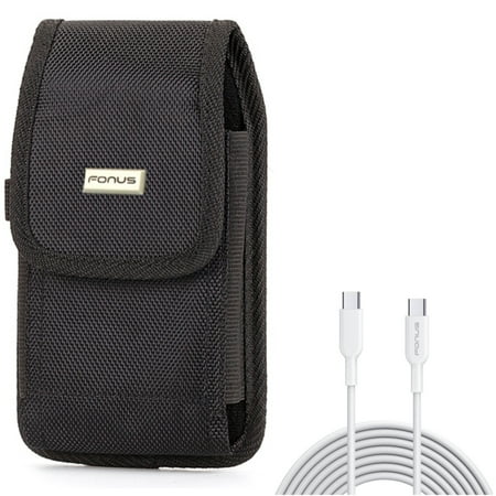For Google Pixel 7/Pro/6a/6/Pro - 6ft Long Type-C Cable w Case Belt Clip PD Fast Charger Cord Power Wire Rugged Holster Canvas for Google Pixel 7/Pro/6a/6/Pro Phones
