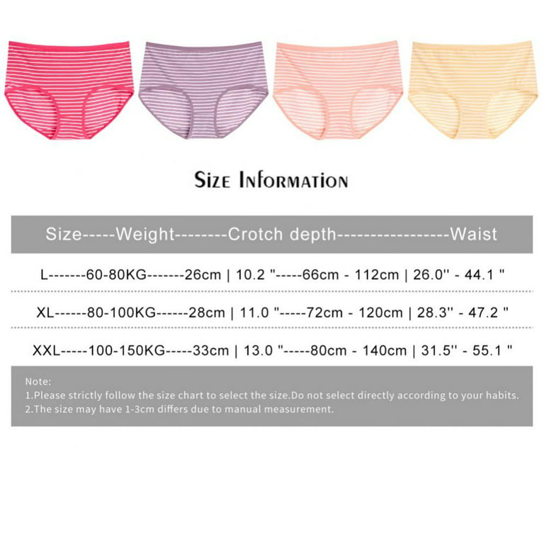 Women Low-rise Underwear Comfort Cotton Stretch Sport Hipster Breathable  Soft Stripe Panties(5-Packs)