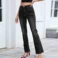 thumbnail image 3 of Juslio Womens Stretchy Flare Jeans High Waist Pocket Casual Black Jeans, 3 of 7