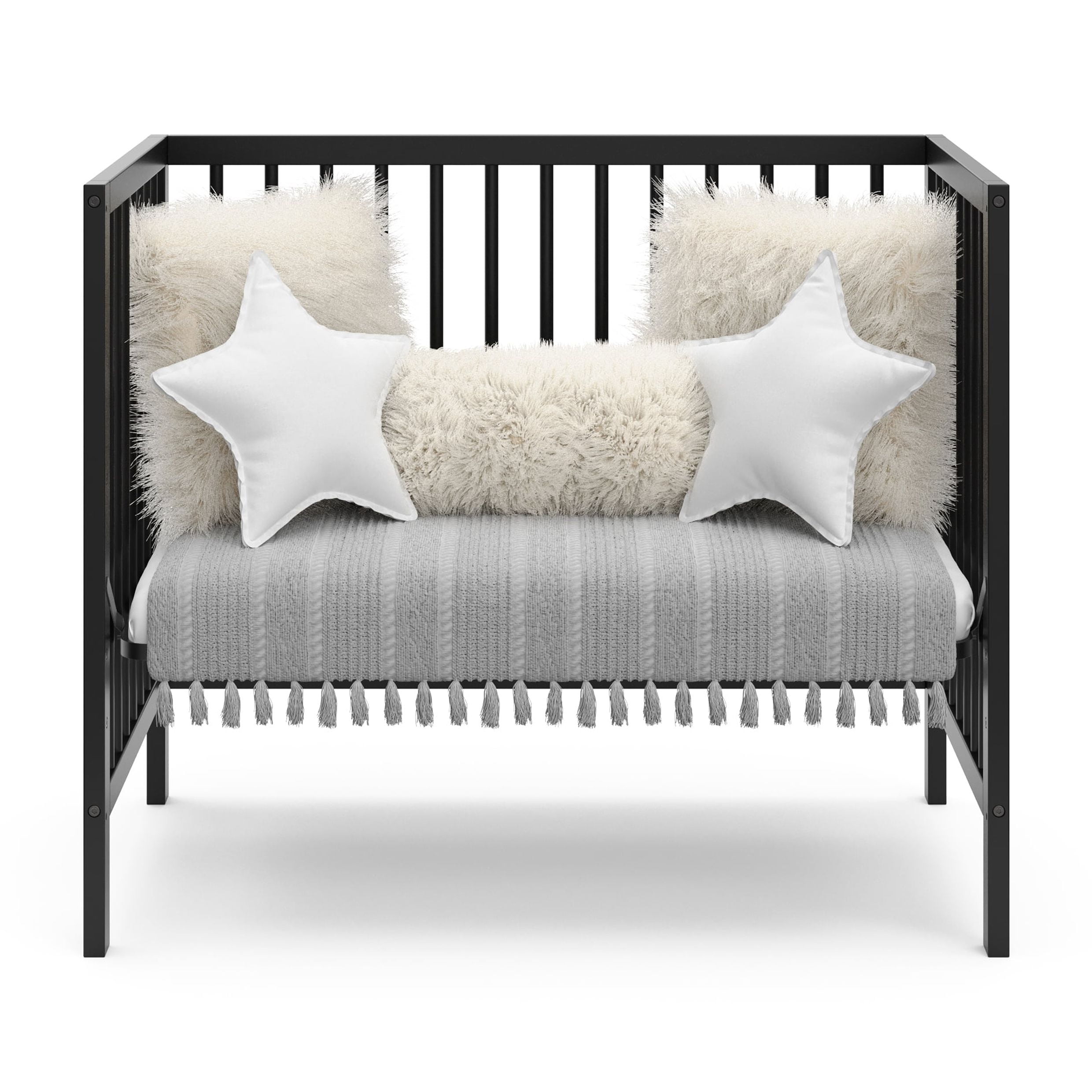 Graco Teddi 4-in-1 Convertible Mini Baby Crib with Mattress, Black