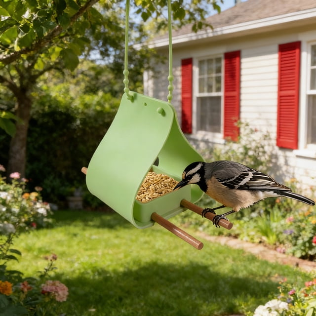 Rewenti Feeder with Integrated Hanging Strap Proof Silicone Food Container Bird Cage Pet Feeding Rack Bird Feeder