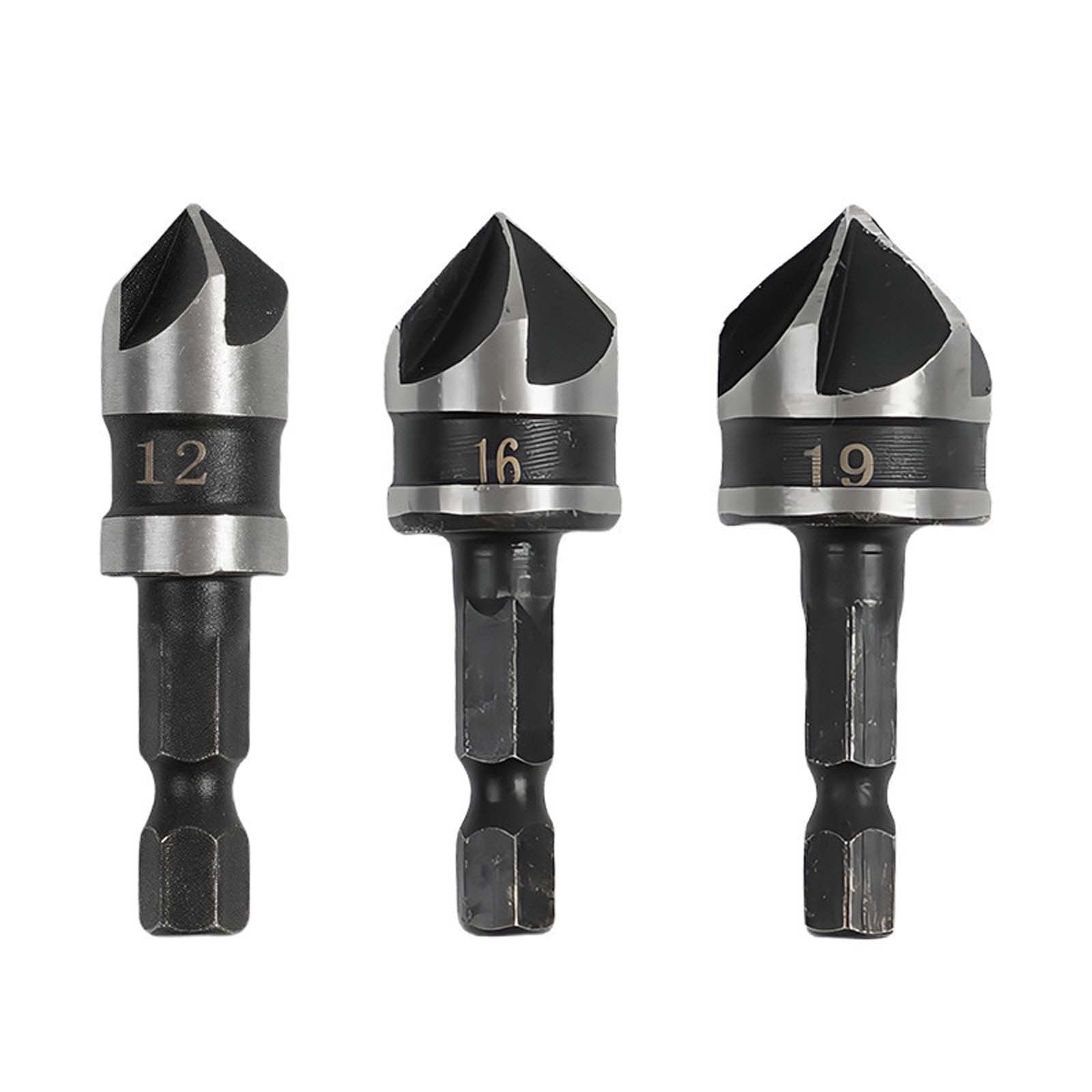 Lunxisen 3 Pcs High Carbon Steel Drill Bit Set Professional Precision for Woodworking Metalworking Durable Tools