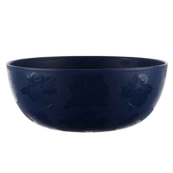 HHGBAD Embellished Floral Serving Bowl, Round Plastic Cereal Bowl, Ideal for Breakfast, Snacks, Soup, Perfect for Family Meals and Gatherings, Great for Home Chefs, Navy Blue