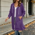 thumbnail image 7 of WIZUTIZ Women's Solid Color Oversized Zip Up Hoodie Long Coat Long Sleeve Pockets Loose Fit Casual Winter Warm Sweatshirt Outerwear, 7 of 7