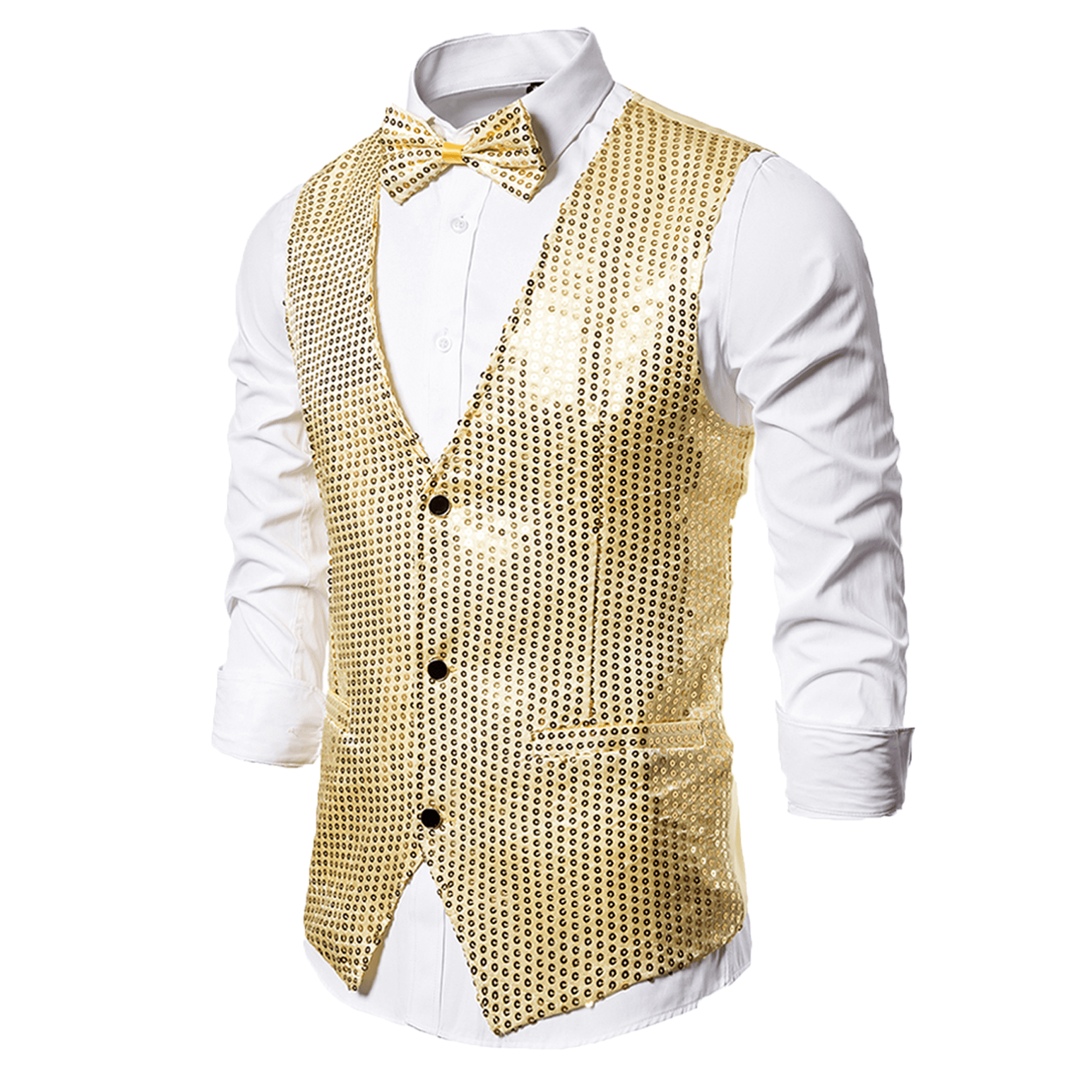 X-Future Mens Sleeveless Patchwork Slim Glitter Sequins Plus Size Stylish Wedding Suit Waistcoat Vests 