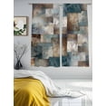 thumbnail image 3 of Sheer Curtains 72 Inches Long, Modern Ombre Abstract Art Light Filtering Window Curtains for Living Room/Bedroom, Blue Brown Geometric Rod Pocket Voile Sheer Curtain Drapes, 52"W x 72"L, 2 Panels, 3 of 9