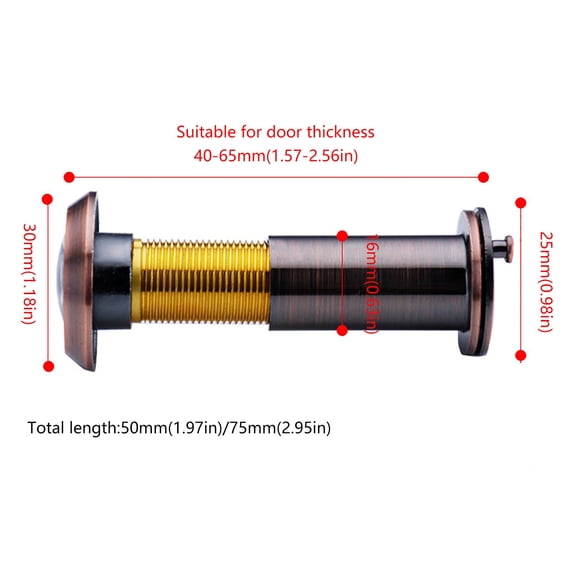 Guczhu Black Cat-Eye Door Mirror Zinc Alloy-Home Optical Glass 220 Wide Angle Peephole Door Scope Viewer Door Viewer Door Scope With Heavy Duty Privacy Cover Wide Viewing Peephole